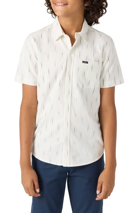 Kids' Seafaring Ikat Short Sleeve Cotton Button-Up Shirgt (Big Kid)