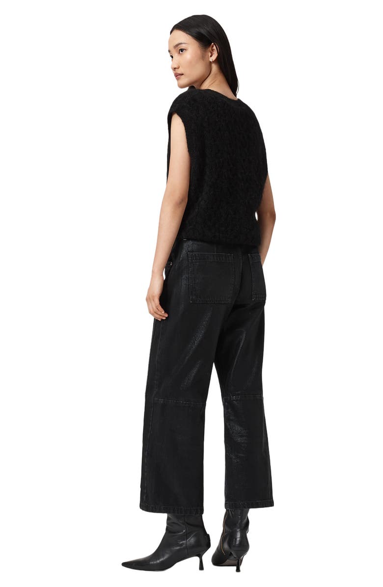 AllSaints Tay Wide Leg Carpenter Jeans, Alternate, color, Coated Black