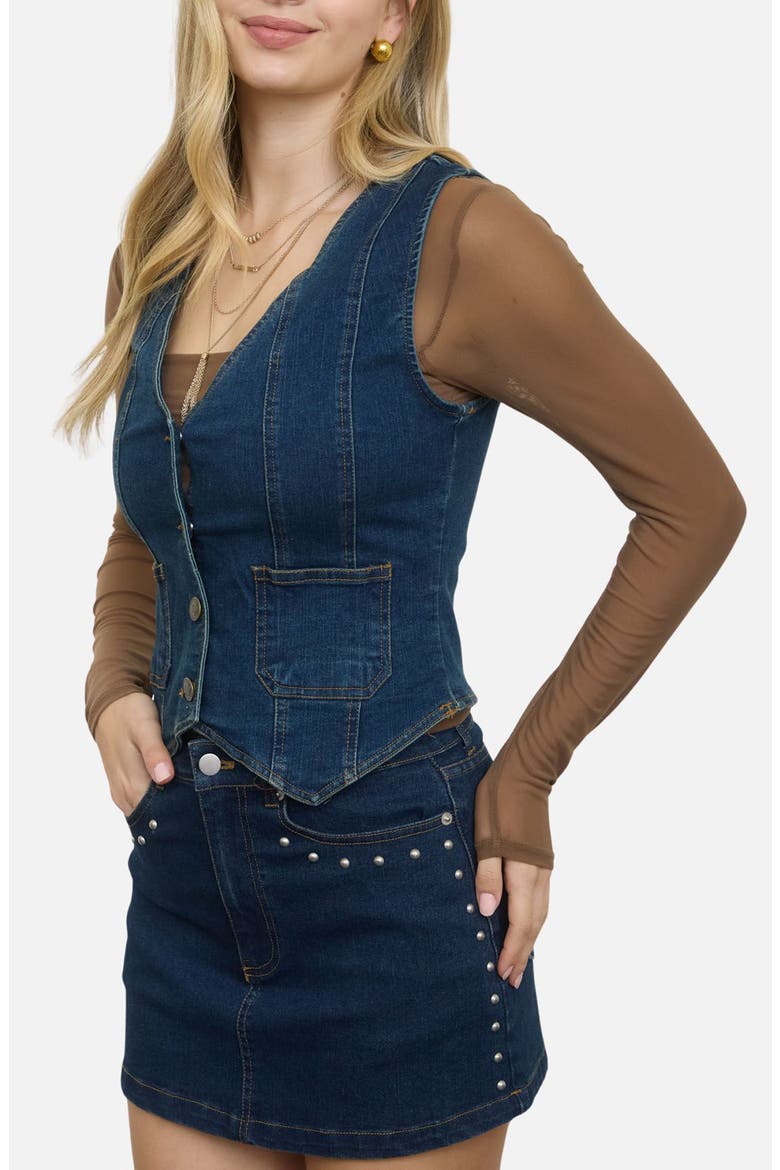 Denim Vest, Alternate, color, DARK DENIM