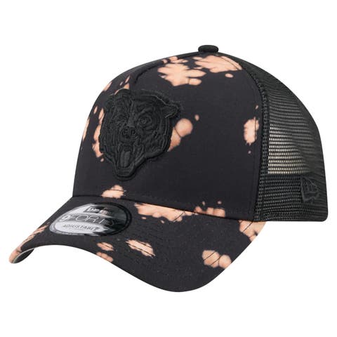 Men's New Era Black Chicago Bears Bleached A-Frame 9FORTY Trucker Adjustable Hat