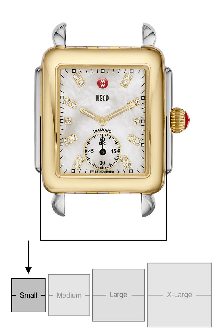 Deco 16 Diamond Dial Two-Tone Watch Case, 29mm x 31mm, Alternate, color, GOLD/ SILVER