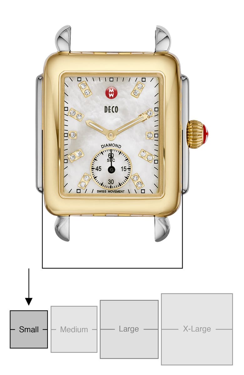 MICHELE Deco 16 Diamond Dial Two-Tone Watch Case, 29mm x 31mm, Alternate, color,