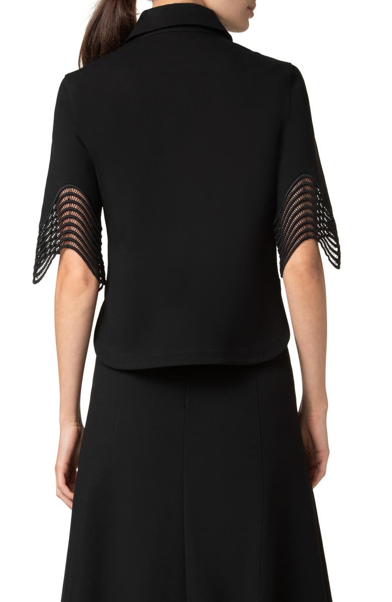 Akris punto Waved Lace Cuff Half Zip Polo, Alternate, color, 