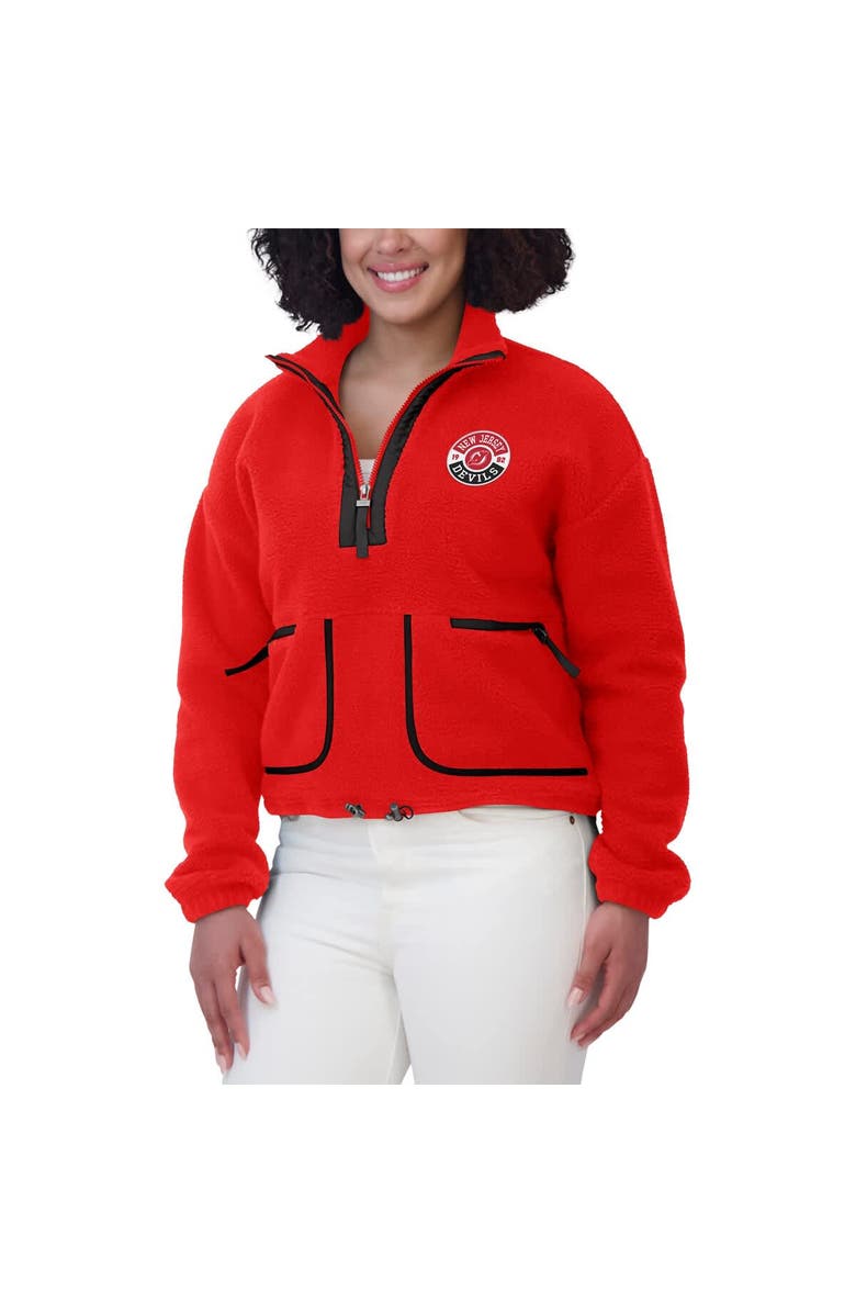 WEAR by Erin Andrews Women's WEAR by Erin Andrews Red New Jersey Devils Polar Fleece Half-Zip Jacket, Alternate, color, Red