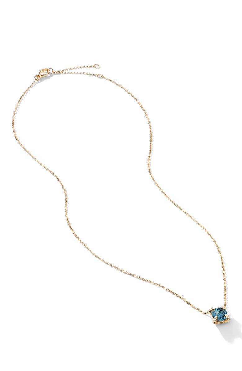 David Yurman Pendant Necklace with Hampton Blue Topaz and Diamonds in 18K Gold, Alternate, color,
