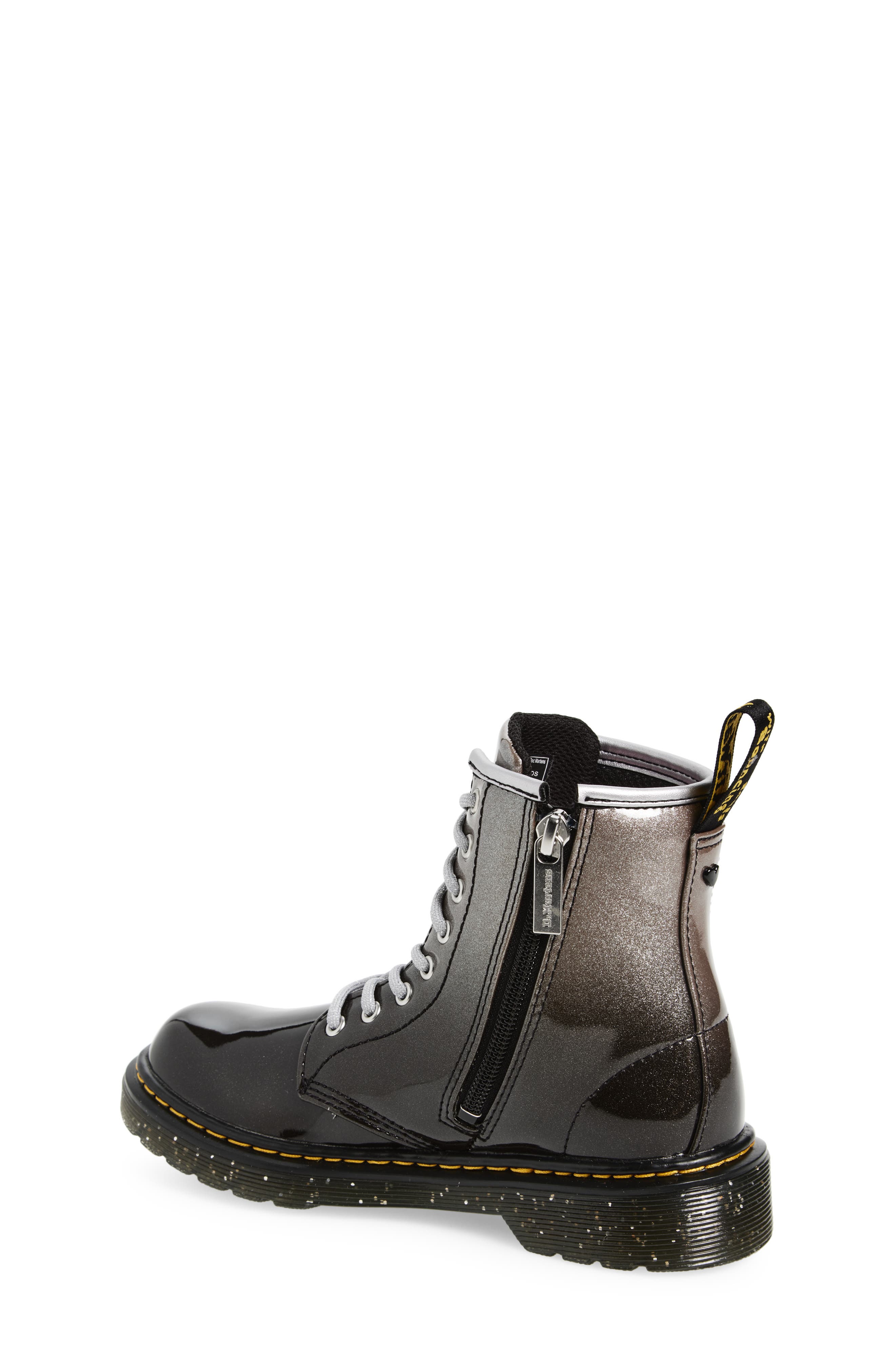 Dr. Martens Kids' Glitter Ombré Boot, Alternate, color, Silver And Black