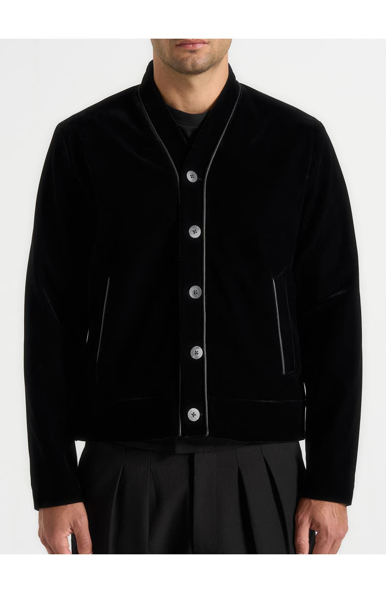 Manière De Voir Nassim Velvet Jacket With Contrast Piping, Alternate, color, Black