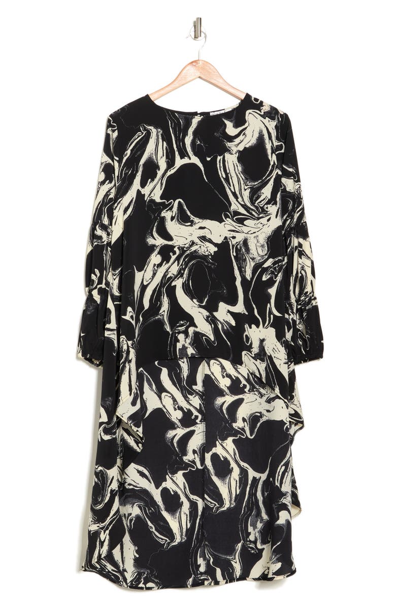 PATRIZIA LUCA Marble Print High-Low Tunic Top, Alternate, color,