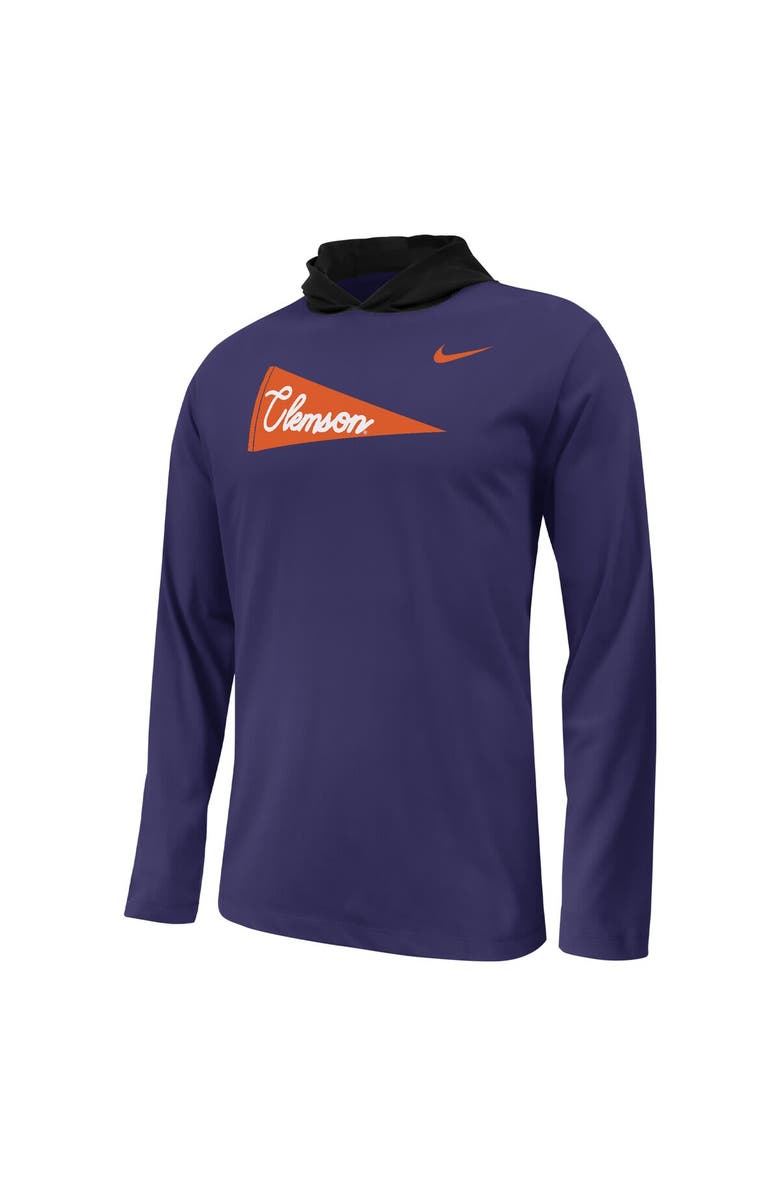 Nike Youth Nike Purple Clemson Tigers Sideline Performance Long Sleeve Hoodie T-Shirt, Alternate, color,
