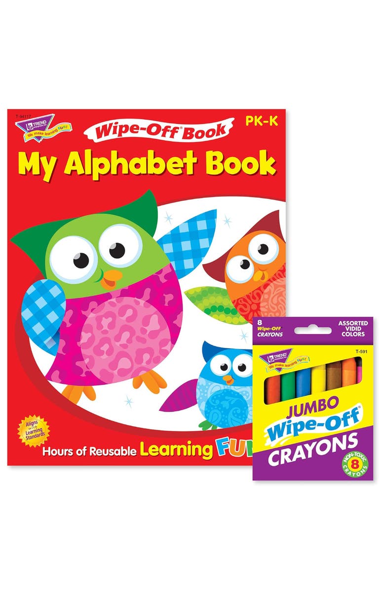 TREND Enterprises Alphabet Reusable Book & Crayons, Main, color, Multicolored