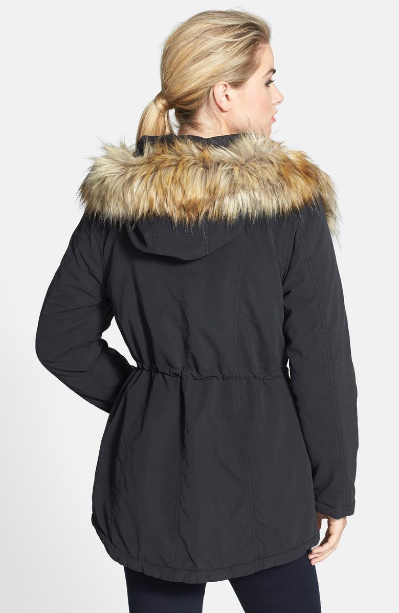 DKNY Faux Fur Trim Anorak, Alternate, color, 