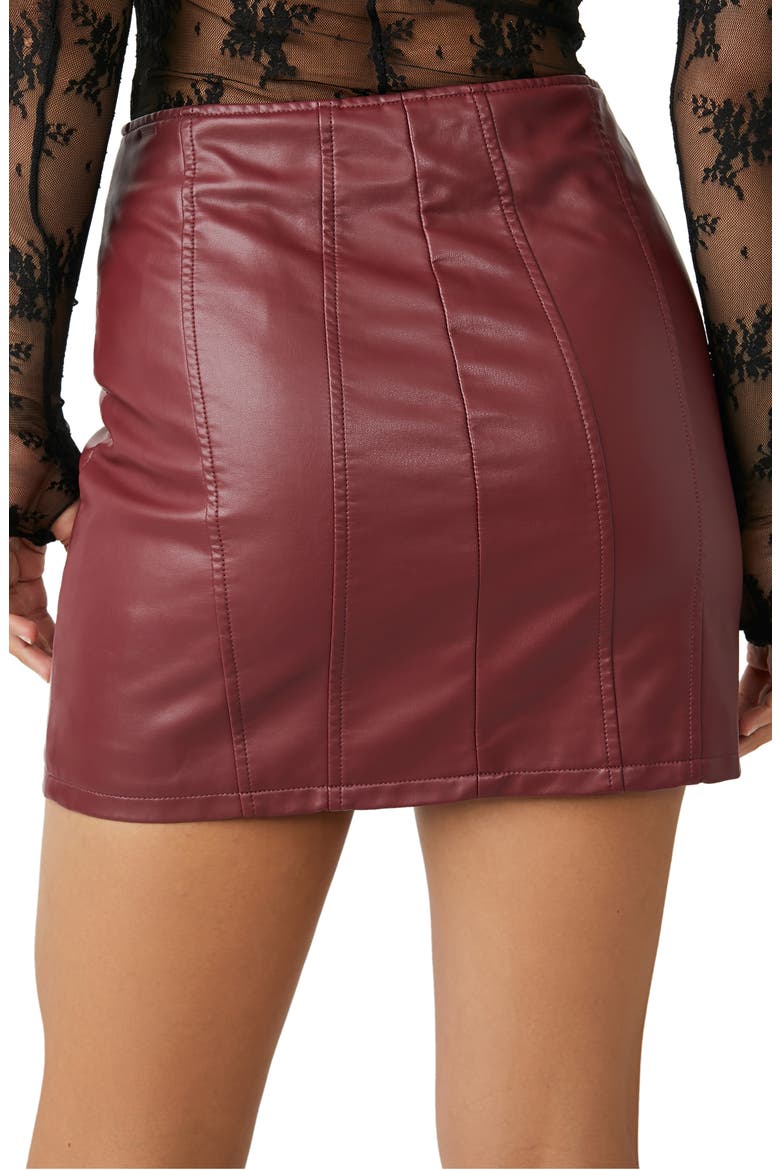 Layla Faux Leather Miniskirt, Alternate, color, WILD GARNET