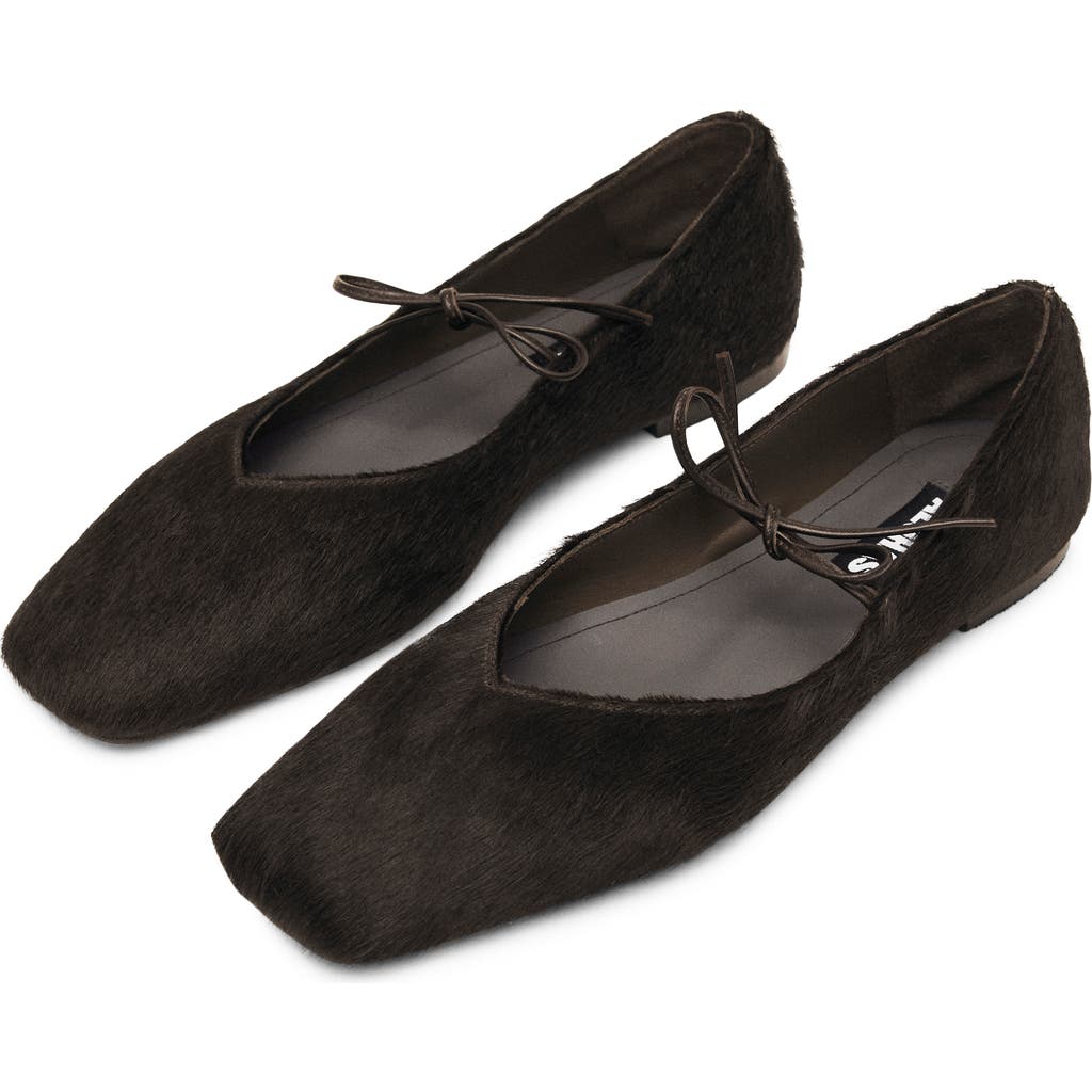 Alohas Sway Soft Brown Leather Ballet Flats In Black