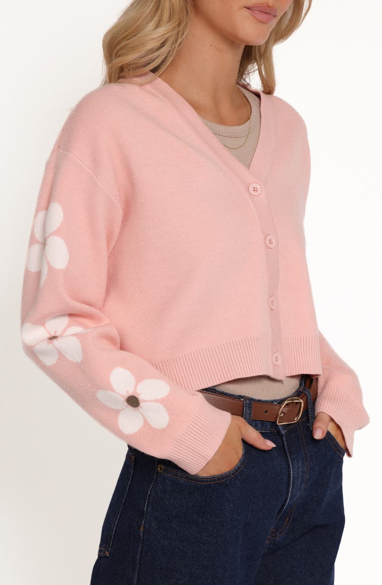Petal & Pup Lantana Flower Sleeve Crop Cardigan, Alternate, color, Pink