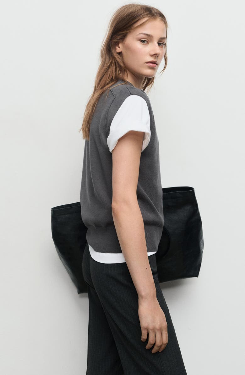 MANGO Seam Detail Sweater Vest, Alternate, color, Charcoal