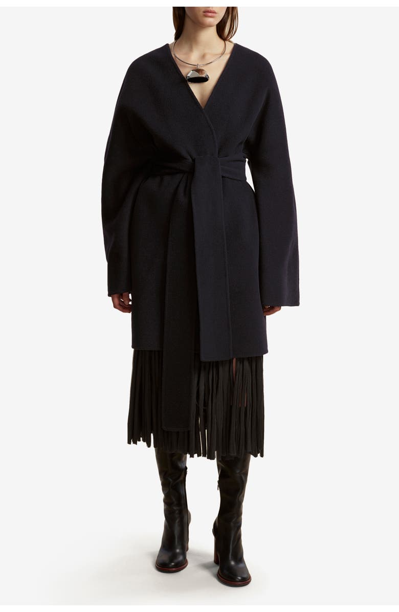 Marina Moscone Double Faced Wool Cocoon Coat, Alternate, color, Navy