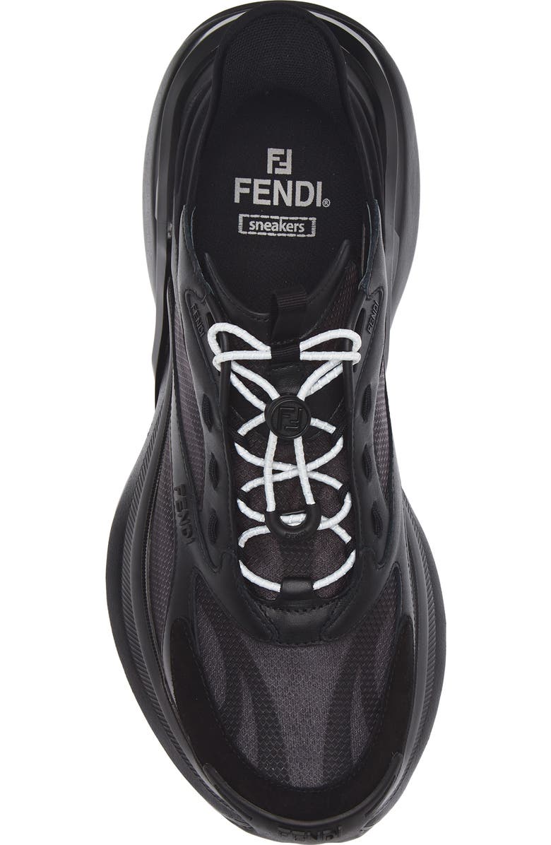 Fendi F-Light Mixed Media Sneaker, Alternate, color, Nero Nero Nero