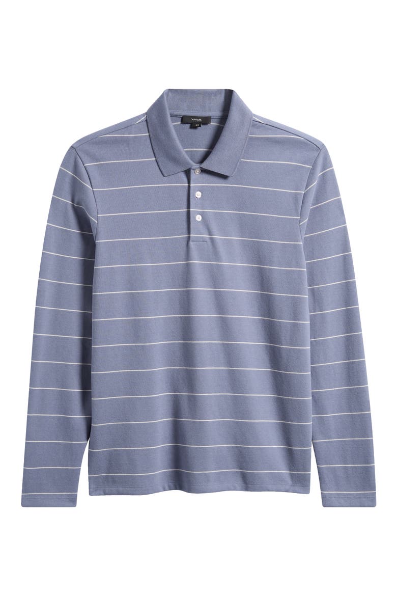 Striped Long Sleeve Polo, Alternate, color, HAWK BLUE/ SMOCK WHITE