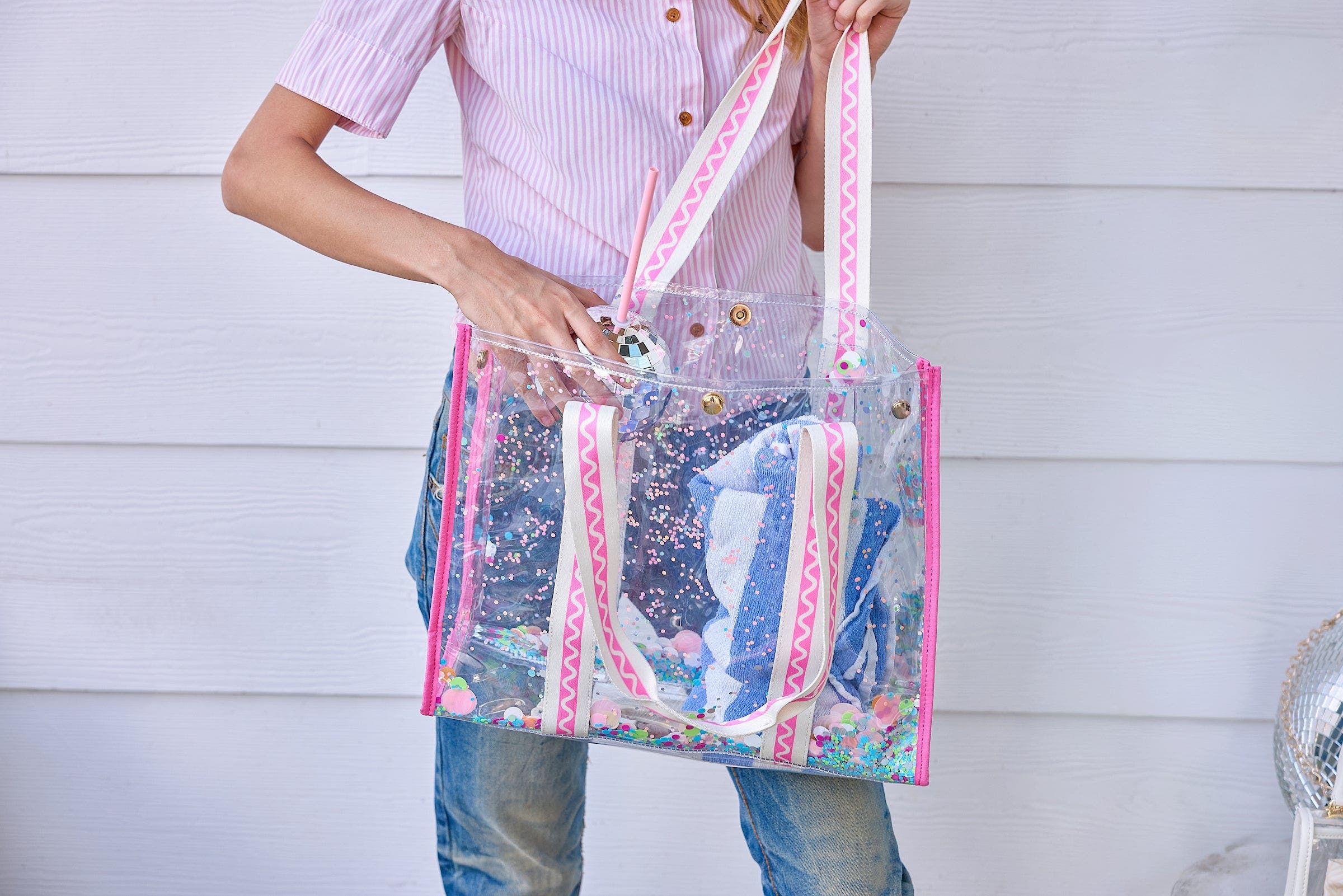 Oversized Vinyl Tote Bag, Alternate, color, Multicolor