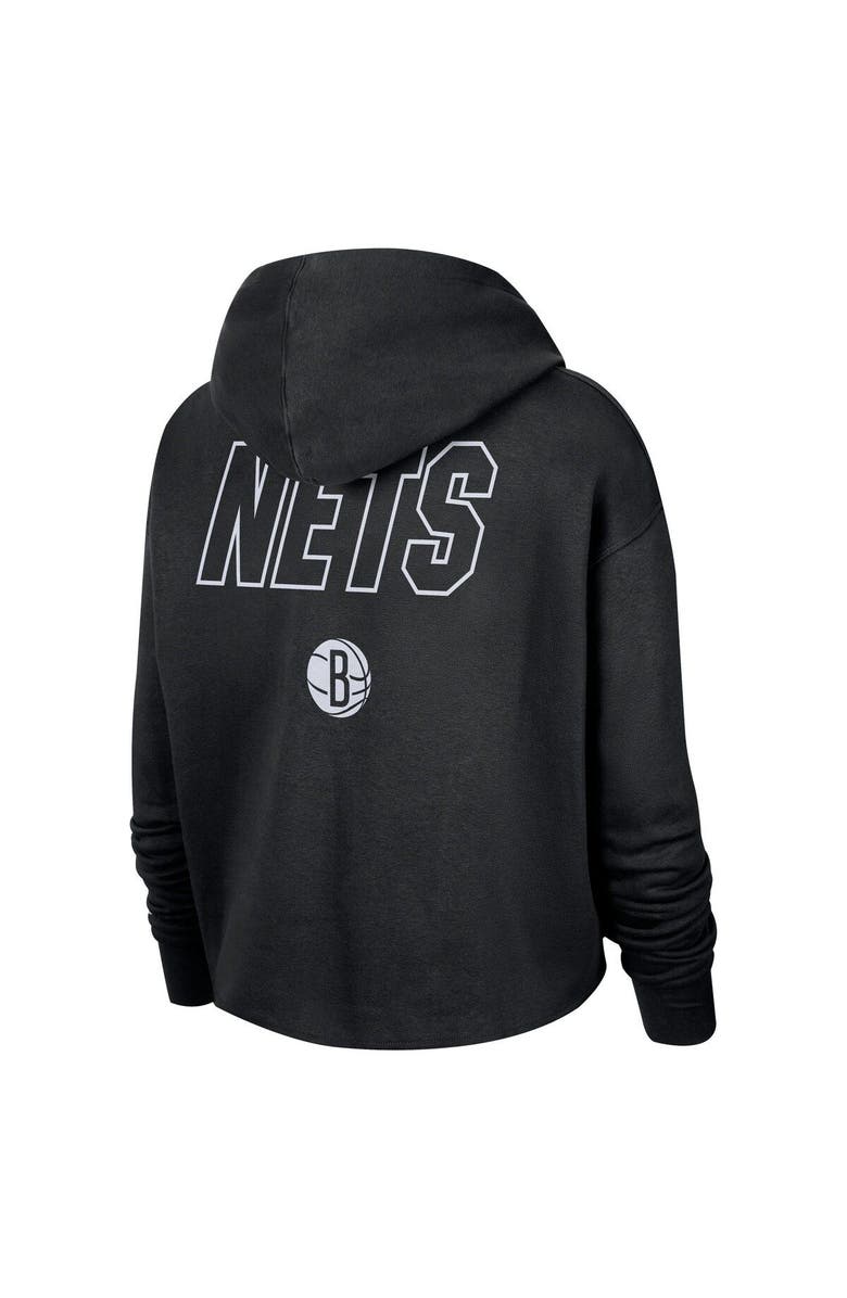 Nike Women's Nike Black Brooklyn Nets Courtside Cropped Pullover Hoodie, Alternate, color, Black