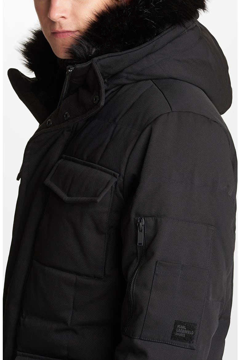 Plaid Down & Feather Parka, Alternate, color, BLACK