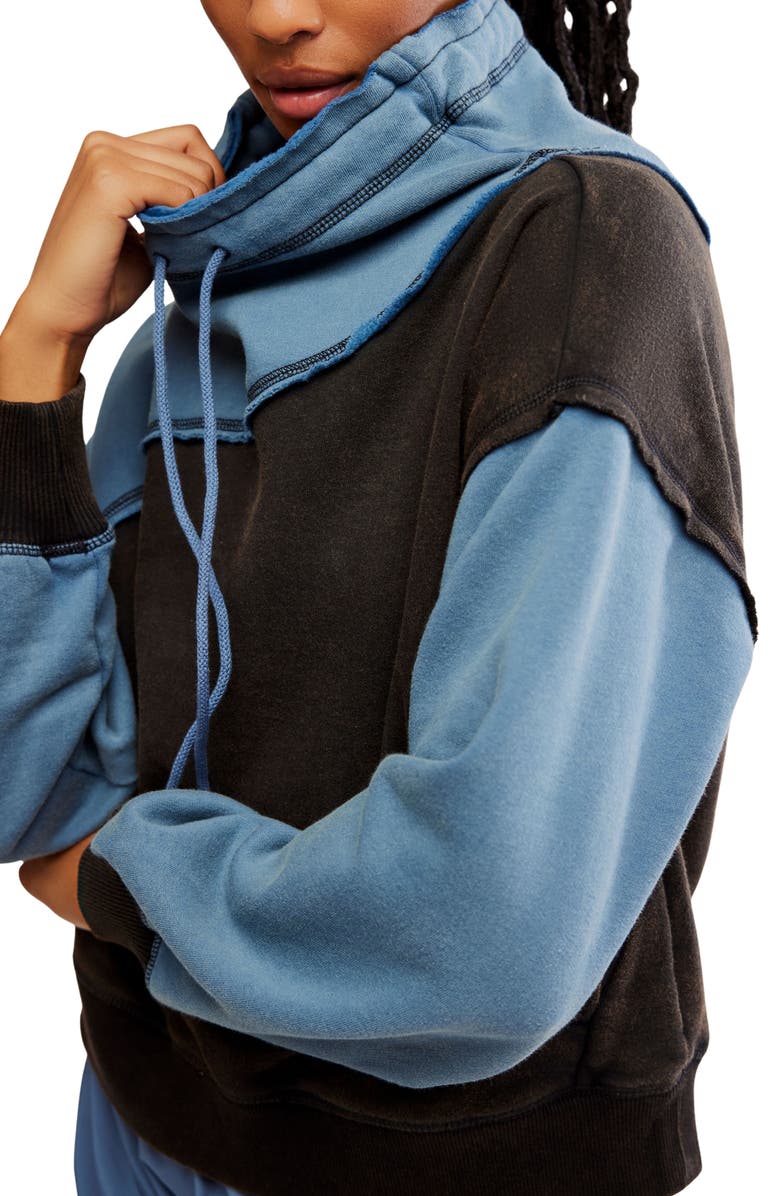 Free People FP Movement Homestretch Colorblock Tie Neck Sweatshirt, Alternate, color,