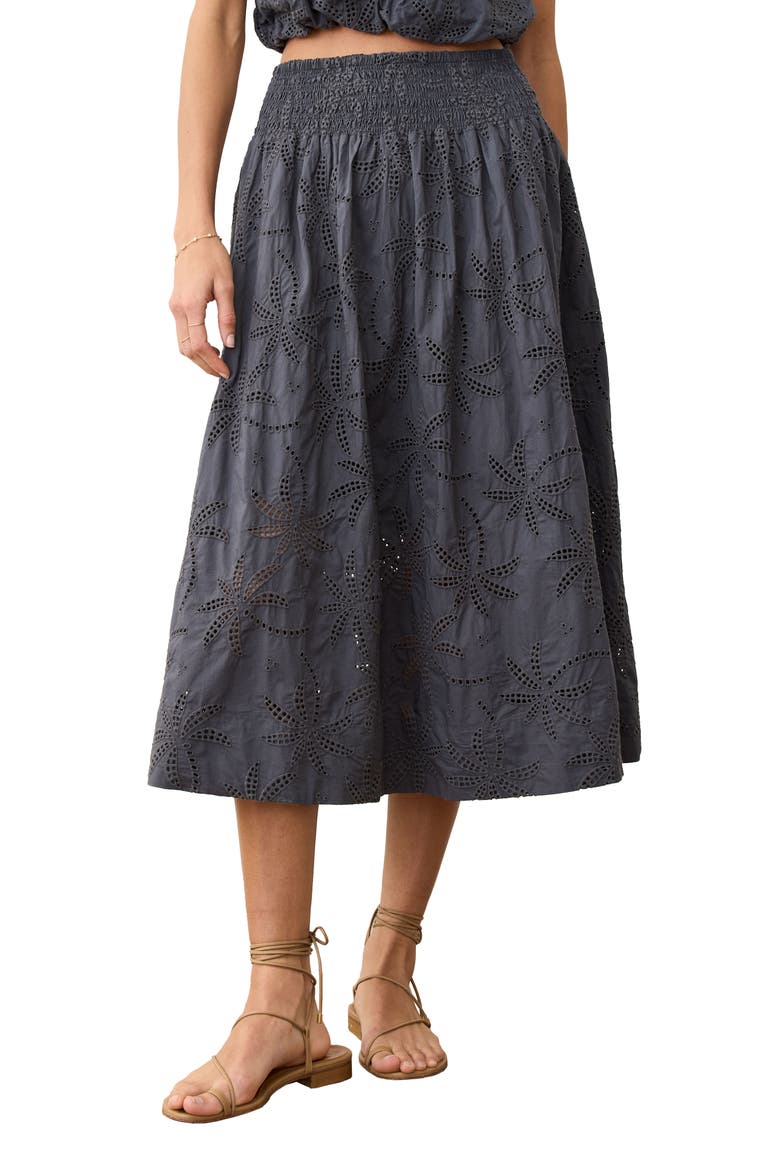 Bea Eyelet Midi Skirt, Main, color, INDIGO