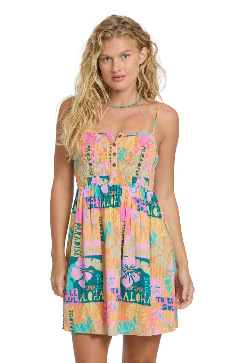 Fever Dream Cotton Minidress, Alternate, color, DEEP LAGOON MULTI