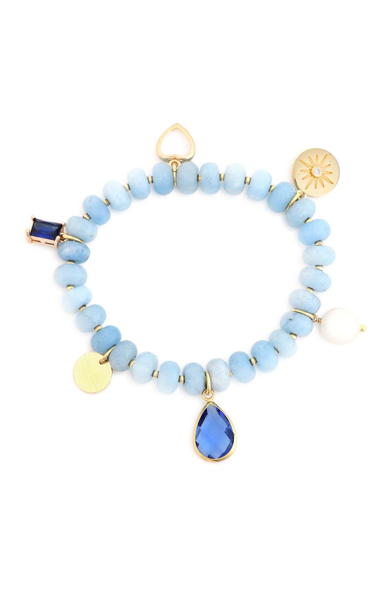 Panacea Blue Stone Beaded Stretch Bracelet, Main, color, Blue