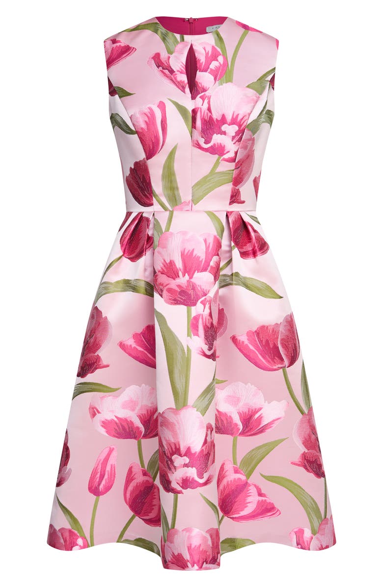 Kay Unger Farryn Fit & Flare Cocktail Dress, Alternate, color, Light Lilac Multi