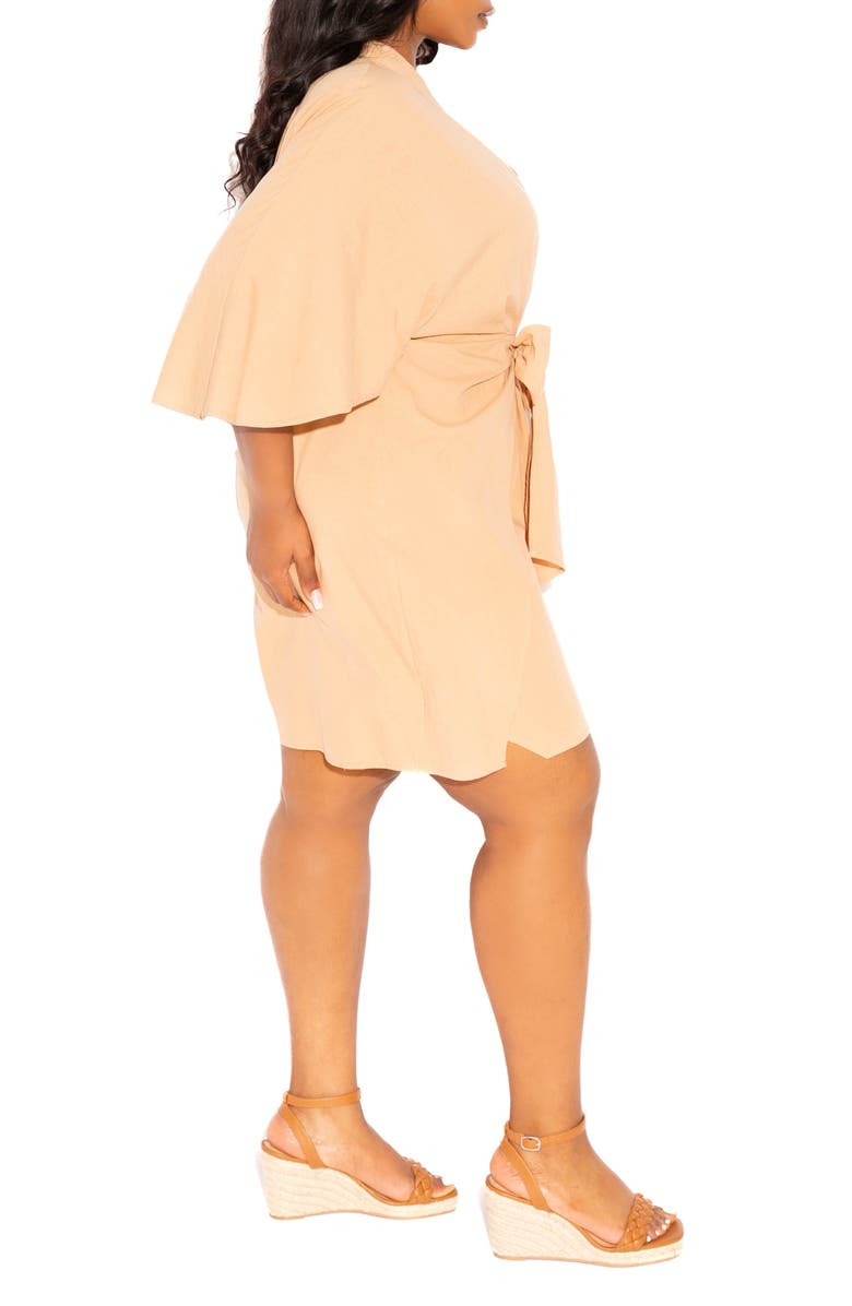 BUXOM COUTURE Tie Waist Cotton Blend Minidress, Alternate, color,