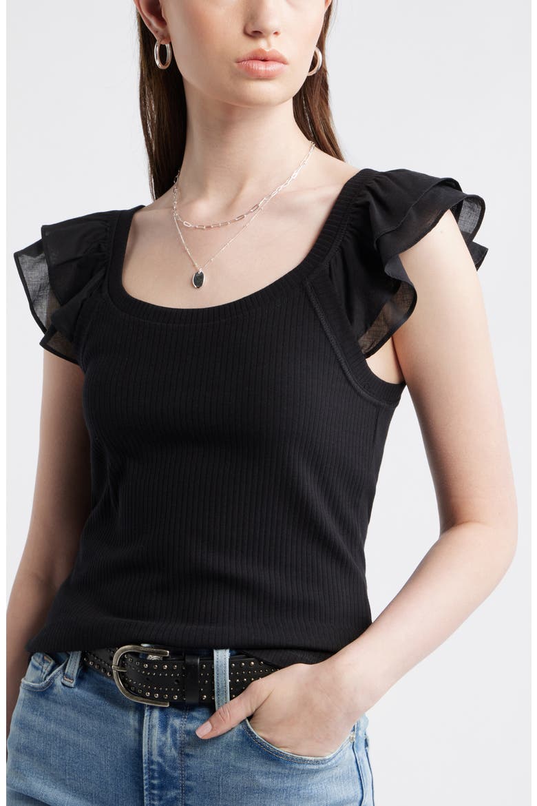 Rib Flutter Tank, Alternate, color, BLACK