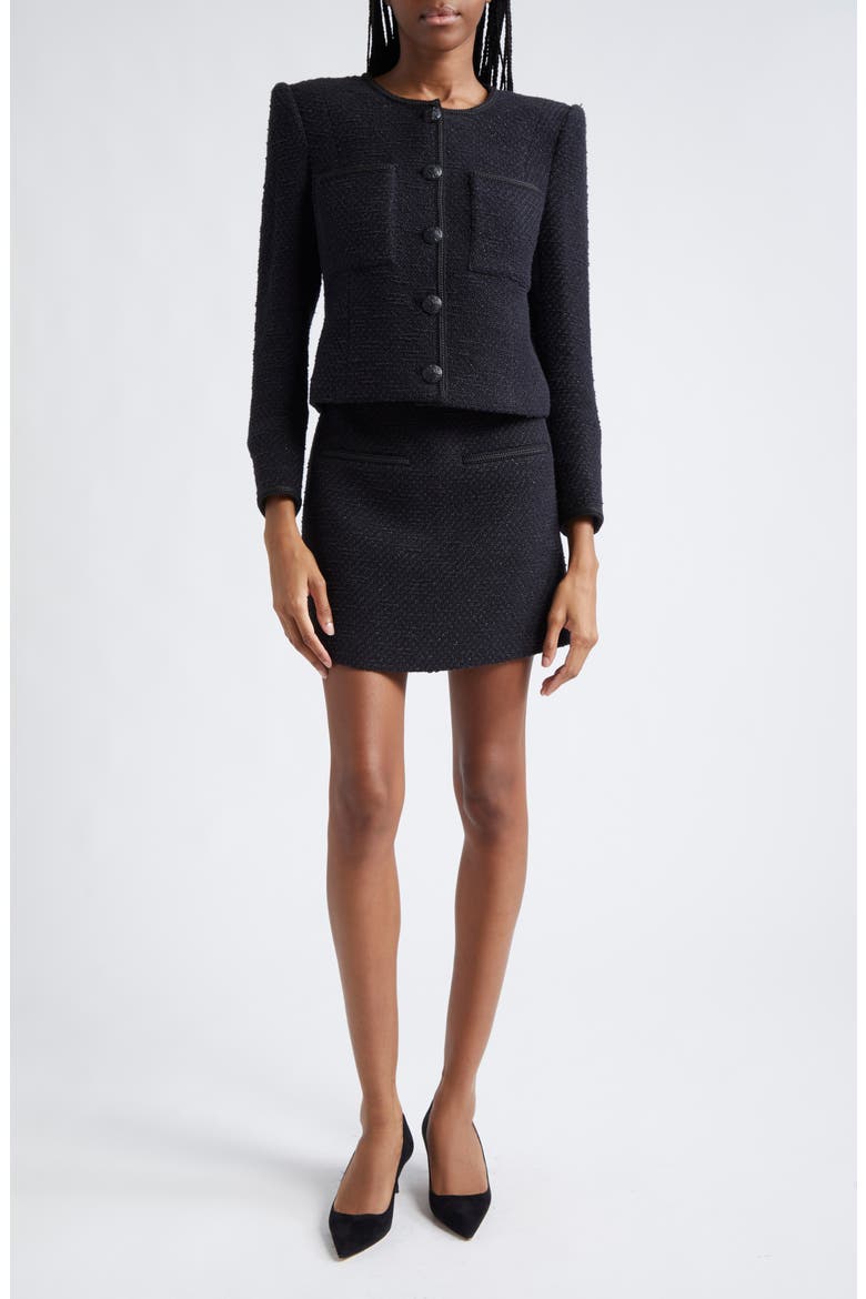 Lars Metallic Cotton Blend Tweed Jacket, Alternate, color, BLACK