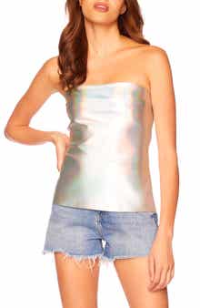 Susana Monaco Iridescent Faux Leather Tube Top