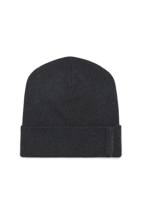Brunello Cucinelli Cashmere Ribbed Beanie In Black