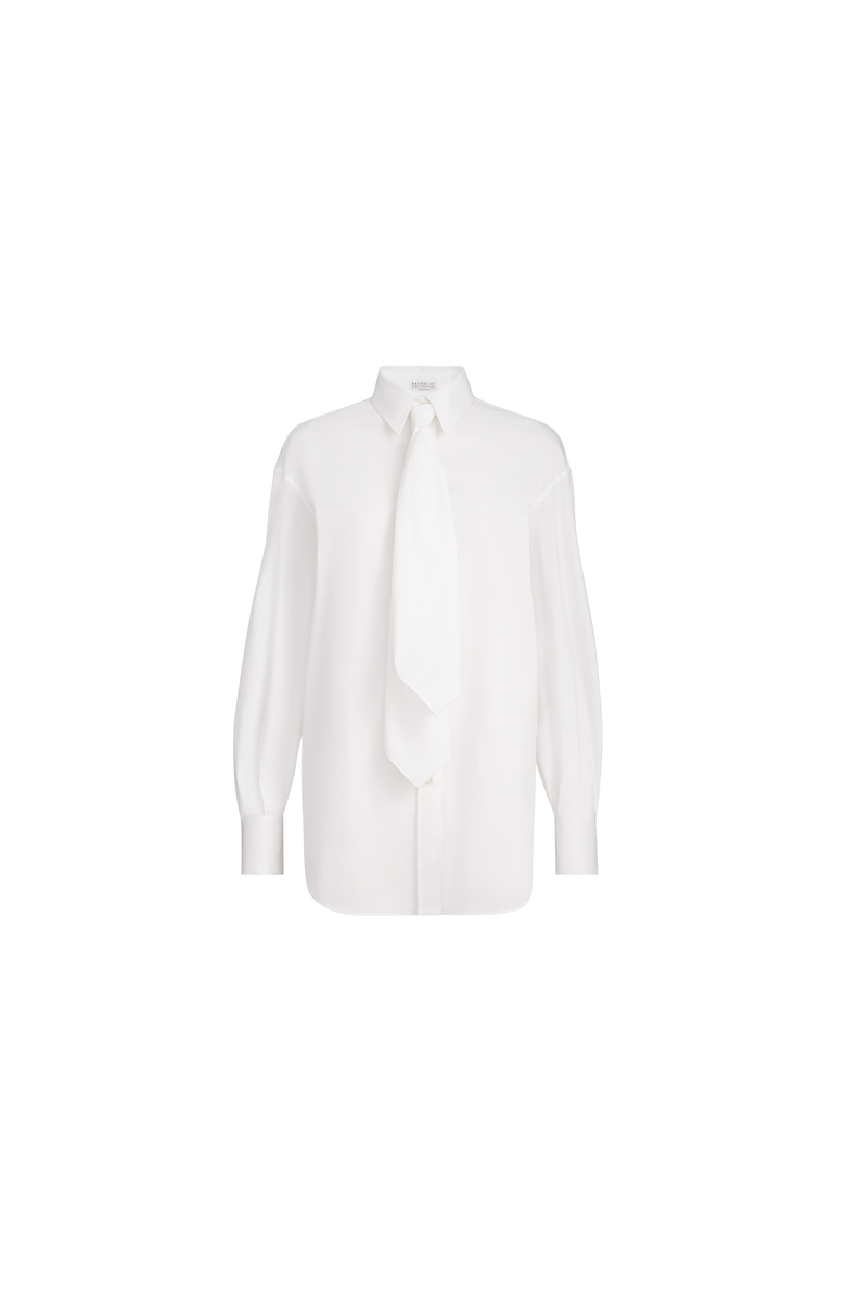 Brunello Cucinelli Shirt with tie and monili, Alternate, color, White