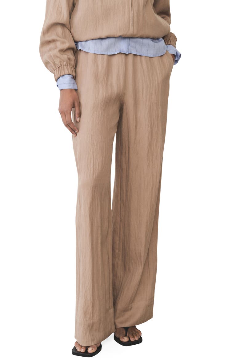 Straight Leg Textured Pants, Main, color, MEDIUM BROWN