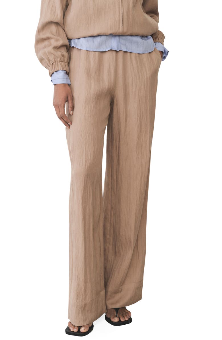 MANGO Straight Leg Textured Pants, Main, color, 