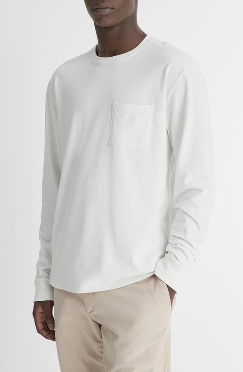 Vince Long Sleeve Crewneck Pocket Tee In Off White