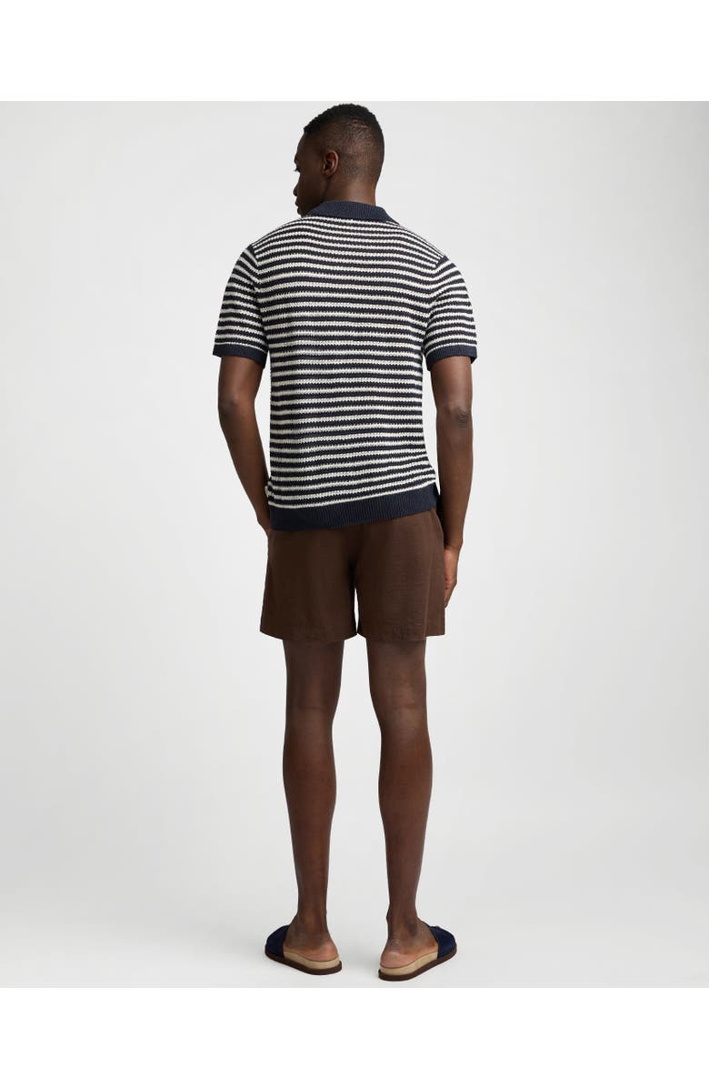 Onia Knit Linen Button Up Short Sleeve, Alternate, color, Midnight/Egret