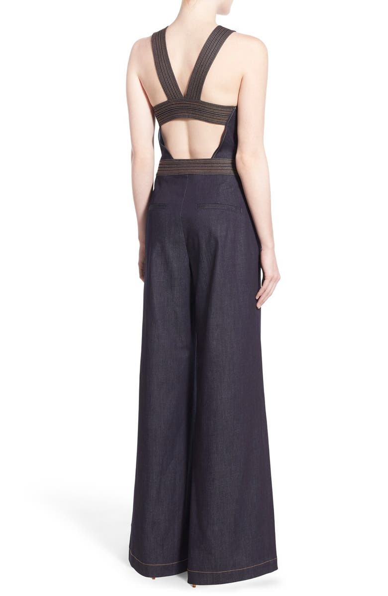 Chelsea28 Olivia Palermo + Chelsea28 Wide Leg Denim Jumpsuit, Alternate, color, 