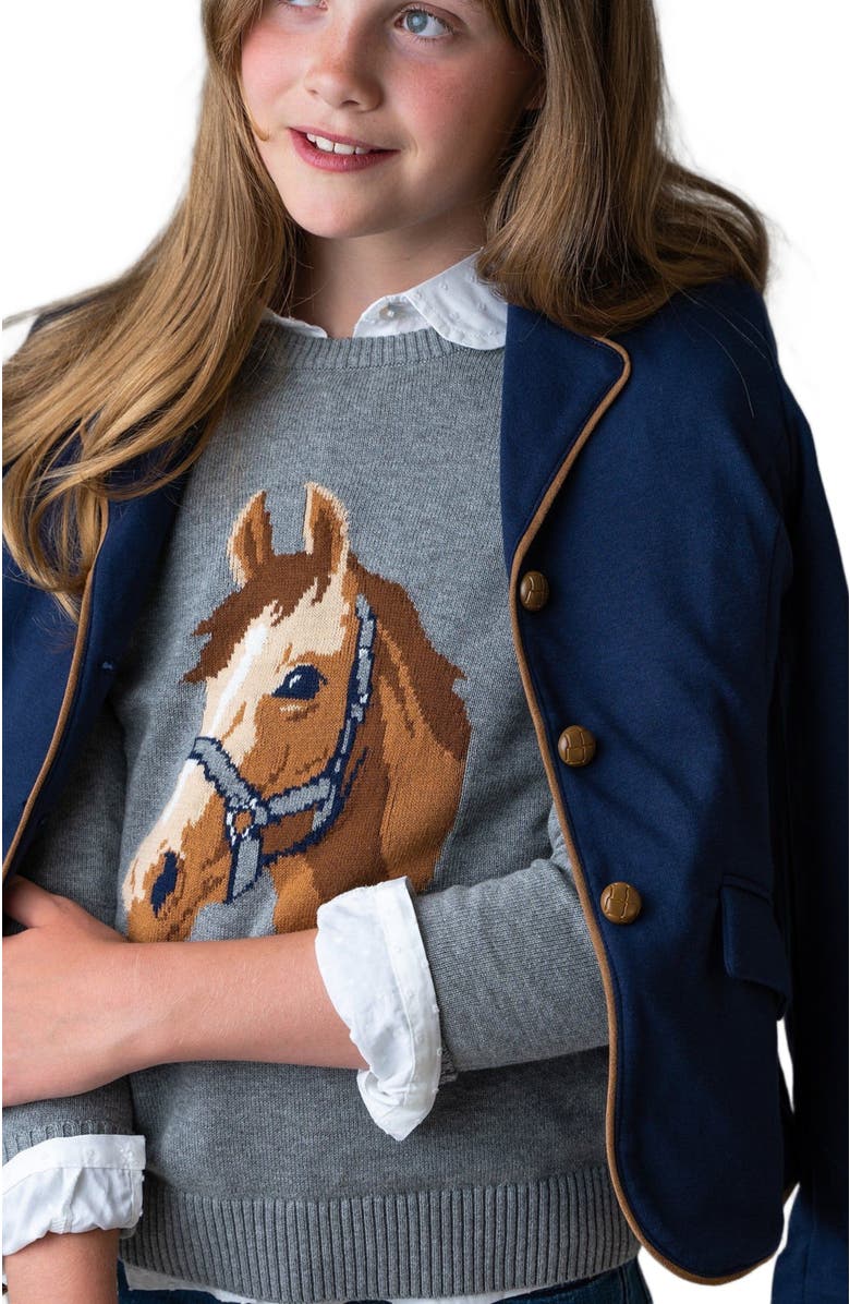 Hope & Henry Baby Girls' Organic Horse Intarsia Sweater, Infant, Alternate, color, Gray Heather Horse