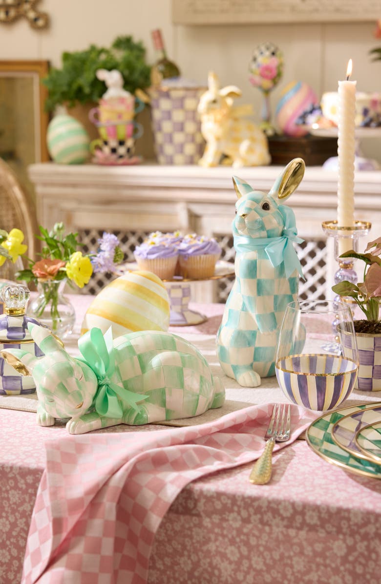 MACKENZIE CHILDS Mint Check Fluffy Bunny, Alternate, color, Green