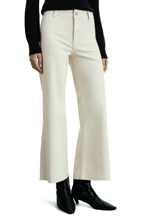 Shop Mango Catherin Raw Hem High Waist Wide Leg Culotte Jeans In Off White