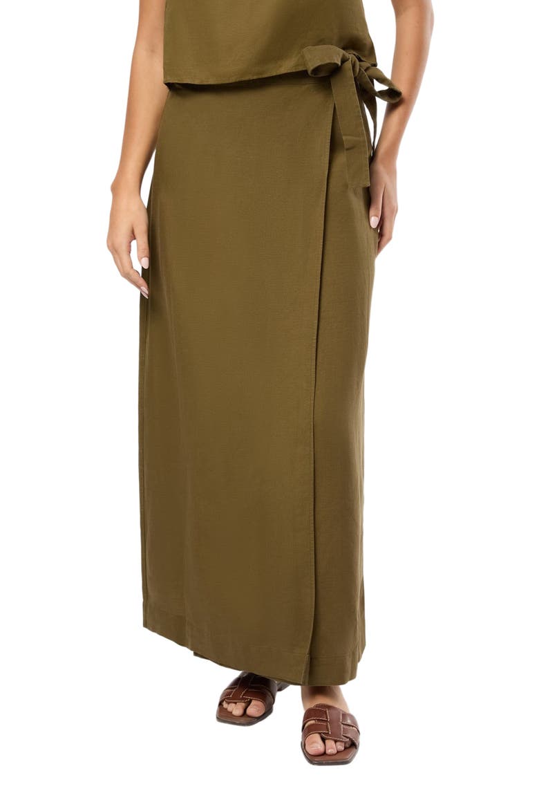 Air Linen Maxi Wrap Skirt, Alternate, color, OLIVE