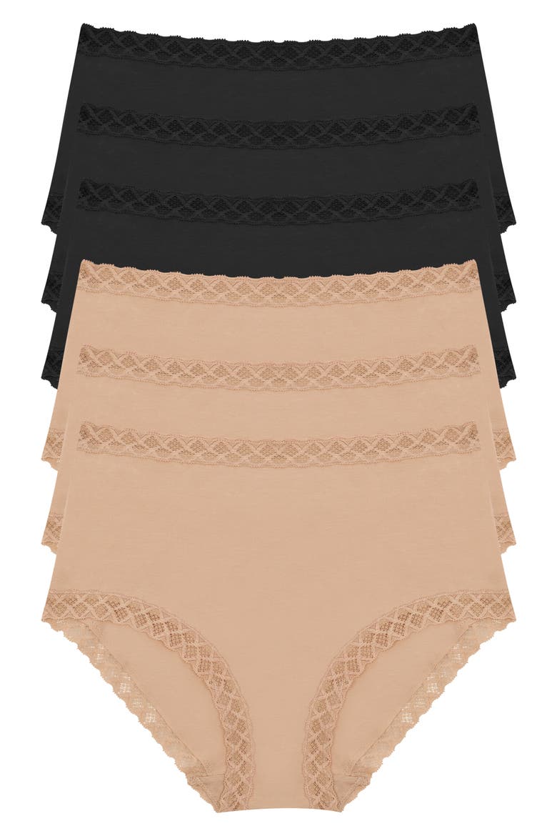 Bliss 6-Pack Stretch Cotton Full Briefs, Main, color, BLACK/ CAFE