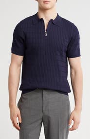 T.R. PREMIUM Textured Sweater Knit Zip Polo