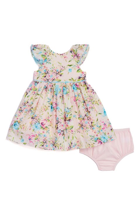 Ashley Floral Clip Dot Cotton Dress & Bloomers Set (Baby)