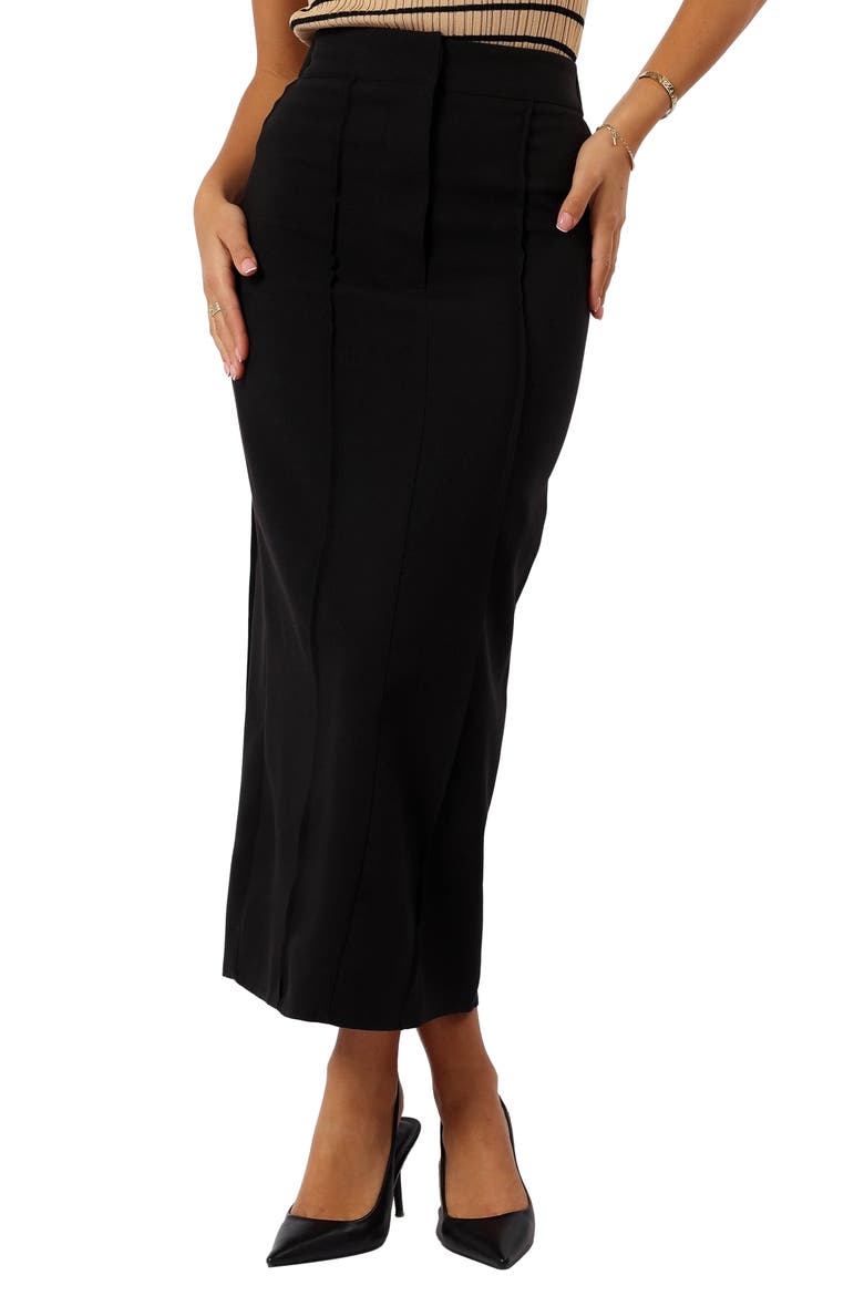 Wynona Pintuck Maxi Skirt, Main, color, BLACK
