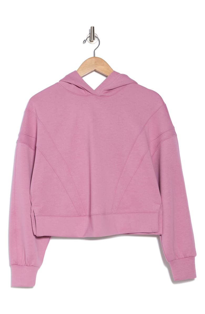 90 DEGREE BY REFLEX New Flow Scuba Knit Crop Hoodie, Alternate, color, Mauve Orchid